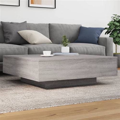 vidaXL Table basse avec lumières LED sonoma gris 100x100x31 cm