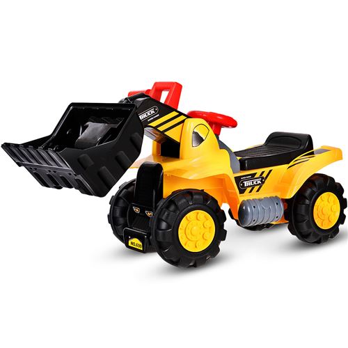 tracteur giantex jaune 80 x 45 x 30cm jouet pelleteuse manuelle vocal de quatre pneus pour enfants