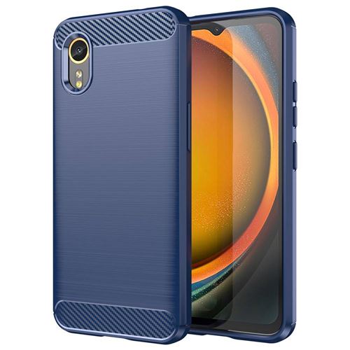 Coque pour Samsung Galaxy Xcover 7 - housse etui silicone gel carbone + film ecran - BLEU FONCE - htdmobiles