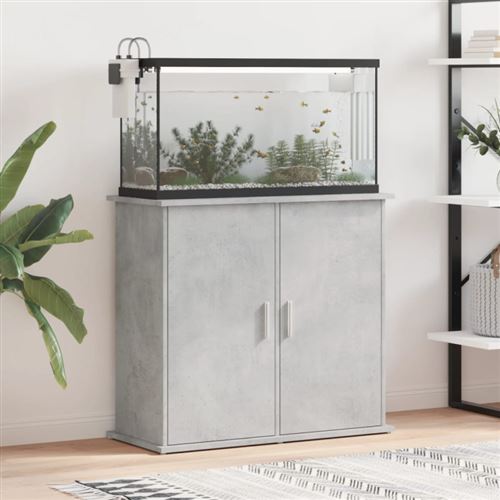 Support pour aquarium gris béton 81x36x73 cm bois d ingénierie