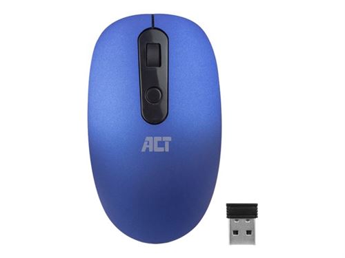 ACT AC5120 - Souris - droitiers et gauchers - optique - 4 boutons - sans fil - 2.4 GHz - récepteur sans fil USB - bleu