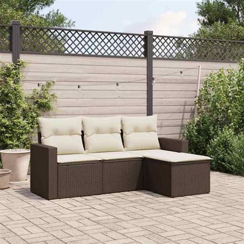 Non Communiqué Marron Salon De Jardin Modulable Vidaxl Resine Tressee 4 Pieces 3 Personnes