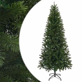 Sapin De Noël Artificiel Mince 240 Cm - Avec Flocons De Neige - PVC, Vert - Pour Salon, Maison, Jardin