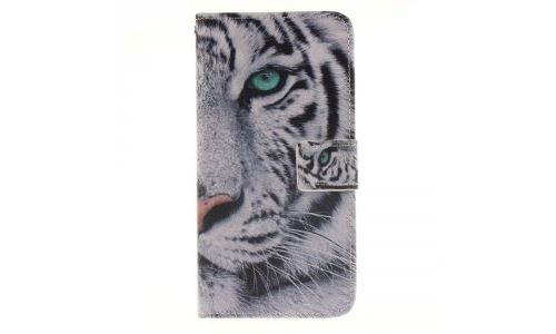 Etui portefeuille Galaxy Grand Prime rabat latéral motif tigre blanc