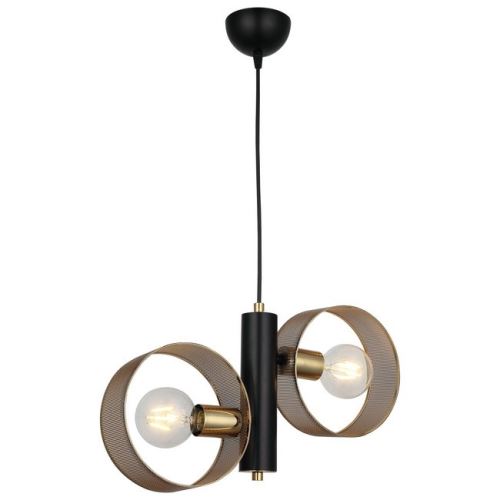 HOMEMANIA Lampe à Suspension Gorda - Lustre - Lustre de plafond - Or, noir en Métal, 7 x 45 x 100 cm, 2 x E27, 40W