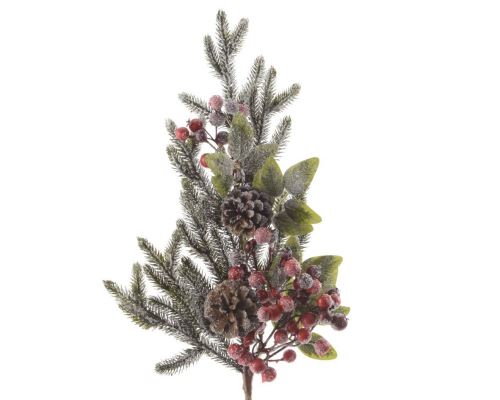 Branche Décorée de Baies et de Neige