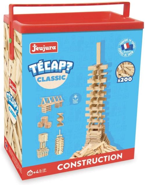 JeuJura - Jouet en bois - Construction - Tecap Classic - Baril 200 Planchettes