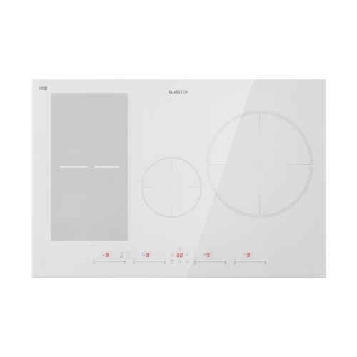 Table De Cuisson - Klarstein Delicatessa 77 Hybrid - Plaque Vitrocéramique - 7000W - Minuterie - Blanc