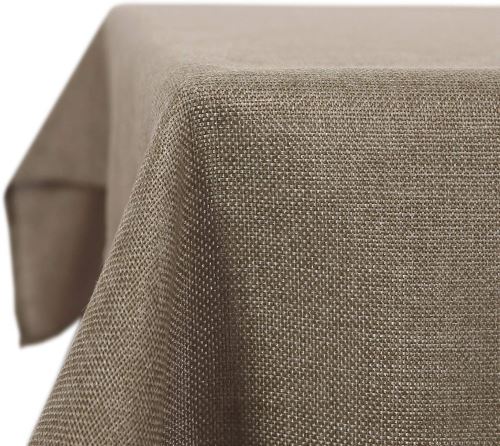 Deconovo Nappe de Tables Rectangulaire Effet Lin Anti-tâche Imperméable de Salle 130x280 cm Taupe