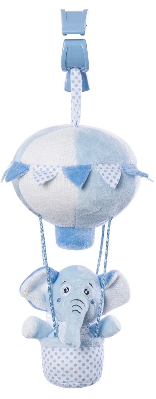 Saro figure suspendue montgolfière avec hochet éléphant bleu