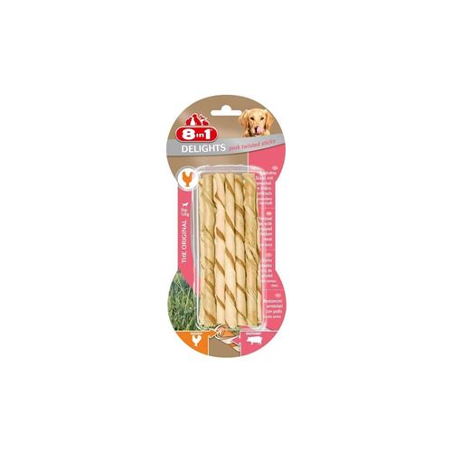 8in1 Friandise Stick A Macher - En Peau De Porc Garni De Viande Poulet - Pour Chien - 10 Pieces