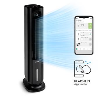Rafaîchisseur d'air connecté Klarstein Polar Tower Smart - 7L - 3.306 m³/h - 85W - Télécommande - Noir - 1