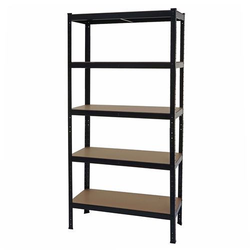 Étagère pour charges lourdes HWC-E33, étagère d'atelier, emboîtable, établi, métal 180x90x40cm ~ noir