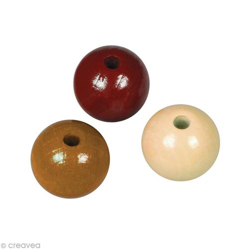 Perle en bois couleur 8 mm - Assortiment Brun x 82