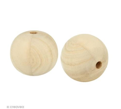 Perles en bois géantes - 6 cm - 2 pcs