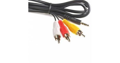 Câble Adaptateur Audio-Vidéo Jack 3.5 Mm Vers 3 RCA - 1 Mètre - Marque Nédis