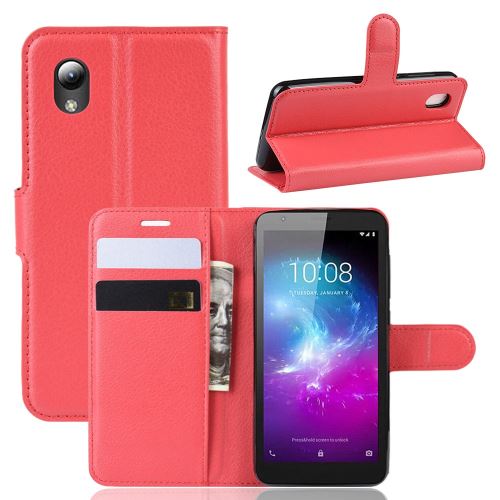 Etui en PU rouge avec support pour votre ZTE Blade A3 (2019)