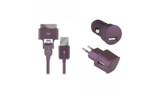 Color block cbnrjunivv pack de chargeur secteur et allume-cigare micro usb pour iPhone deep purple