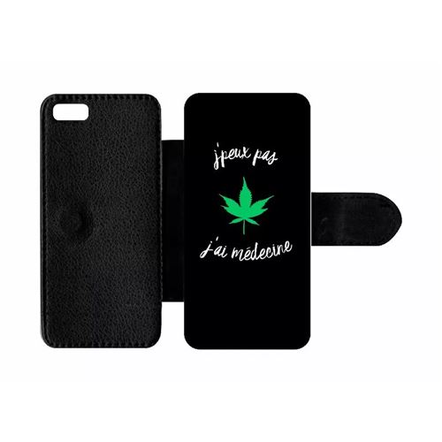 Etui À Rabat Apple Iphone 5c J Peux Pas J Ai Mdecine Feuille De Chanvre