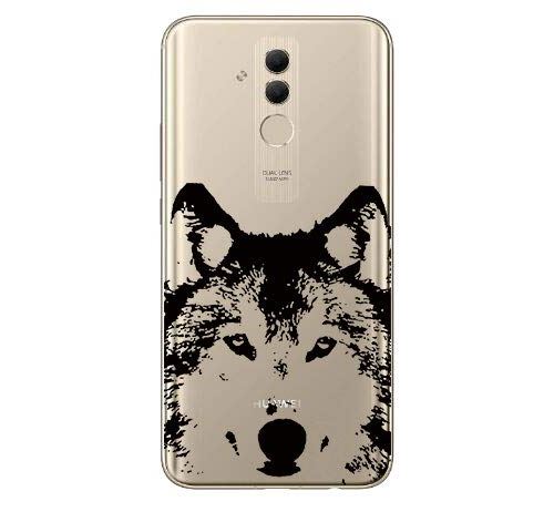 Huawei Mate 20 Lite Coque Gel Souple incassable Résistant Antichoc avec Impression de Motif Fantaisie Durable (Loup)