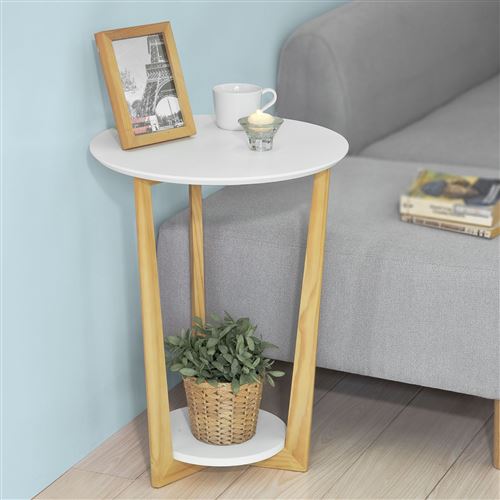 Table Basse Ronde Guéridon Table d'Appoint Table Café - 3 pieds FBT52-WN SoBuy®