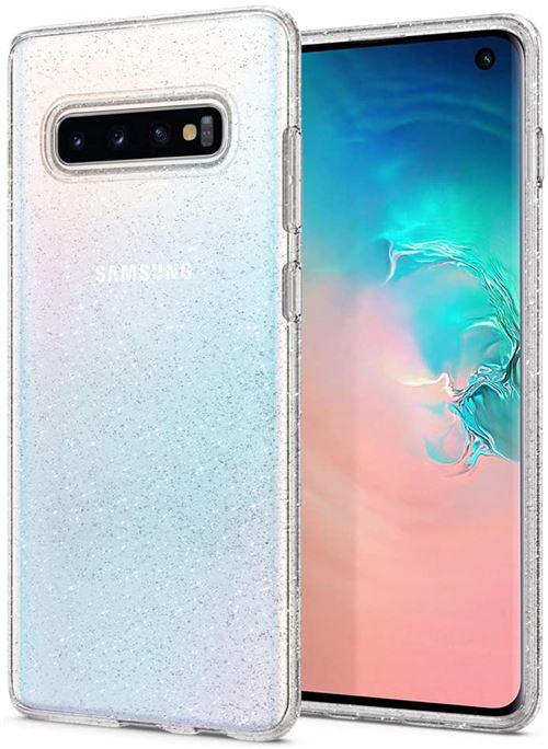 Spigen Liquid Crystal Glitter - Achterzijde behuizing voor mobiele telefoon - thermoplastic polyurethaan (TPU) - kristalkwarts - voor Samsung Galaxy S10