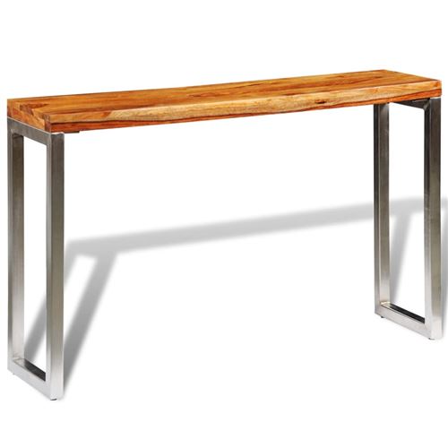 vidaXL Wandtafel met stalen poten massief sheeshamhout