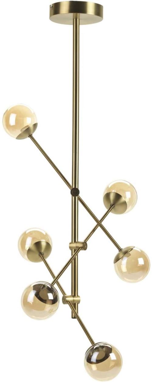 Mathias 3277078 LUSTRE PRONTO LED 6L LAITON H86, Métal, Intégré, Or, D10-H86 cm [Classe énergétique A++]