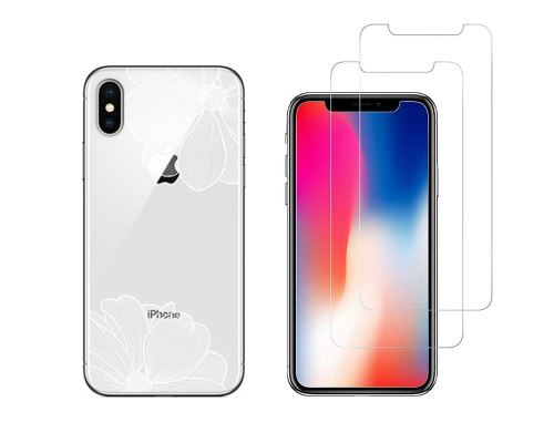 iPhone 10 iPhone X - Combo (1 coque + 2 verres trempés ) Coque Gel transparente et solide anti choc + 2 films en verre trempé (Transparent)