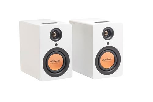 Mitchell Acoustics - uStream One True Wireless Stereo – Paire d'enceintes bibliothèques sans fil HiFi Stéréo Bluetooth. Blanc
