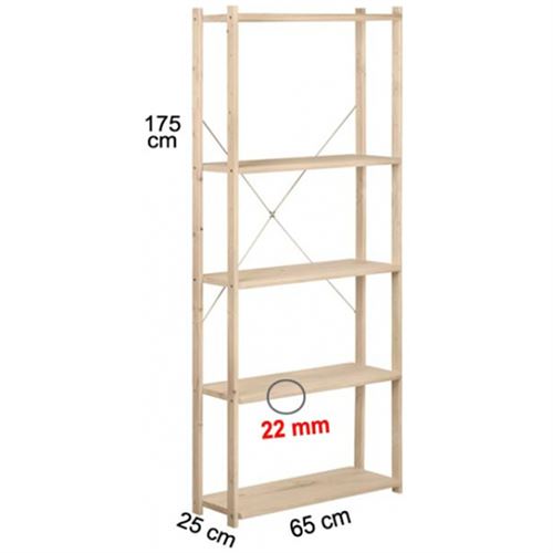 Astigarraga Naturel Etagère 5 Tablettes Pleines 175X65x25cm Ep-5-65