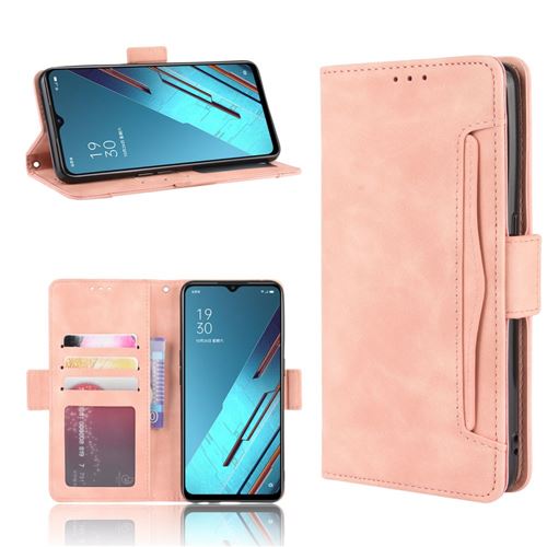 Etui en PU avec plusieurs porte-cartes or rose pour votre Oppo Find X2 Lite/Reno3 5G