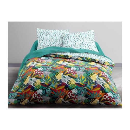 TODAY Parure de couette Microfibre 100% Polyester CRAZY JUICY TROPICAL 220x240 cm - 1 housse de couette et 2 taies d'oreiller