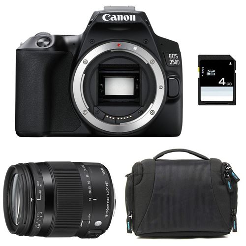 CANON eos 250d + sigma 18-200 macro os hsm contemporary + sac + sd 4go