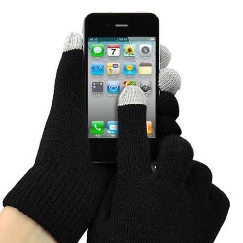 Gant tactile pour Smartphone, Tablette :Iphone, Galaxy, Ipad, tout écran tactile - Noir