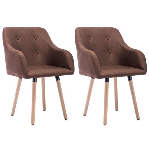 vidaXL Chaise à dîner 2 pcs Revêtement en tissu 55x55x84 cm Marron