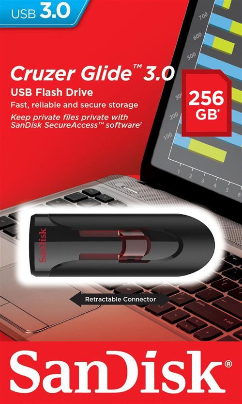 Lecteur Flash - Clef USB SANDISK Ultra USB 3.0 256Go - NoirRouge