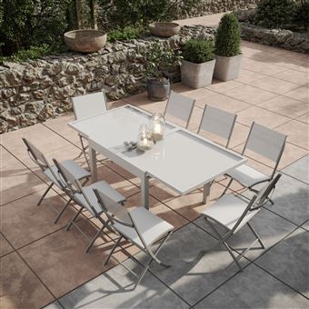 Avril Paris Table De Jardin Extensible Aluminium Verre 90 180cm