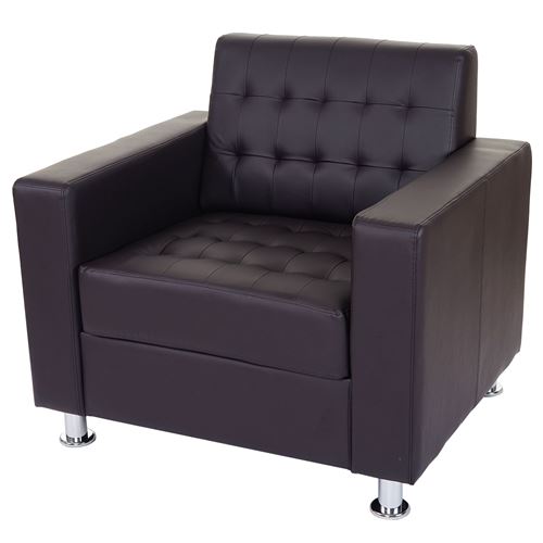 Fauteuil Kunda, fauteuil de salon / club, pieds métalliques similicuir, café