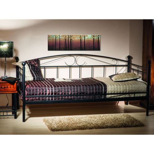 Lit simple - Ankara - Pour matelas 90 x 200 cm - Noir
