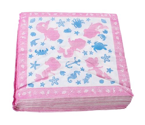 Kamparo serviettes de table sirène rose 33 x 33 cm 24 pièces