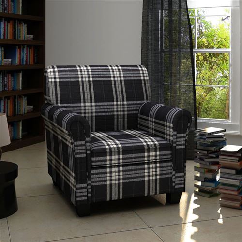 vidaXL Fauteuil met kussen stof zwart