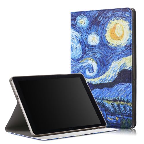 Etui en PU feuille de papier pour l'impression de motifs nuit étoilée pour votre Huawei MediaPad T5 10/Honor Pad 5 10.1 pouces/Enjoy Pad 10.1 pouces