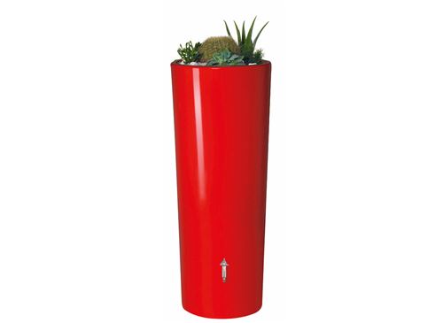 Récupérateur d'eau de pluie 2 en 1 Color 350L avec bac à fleur - Rouge - Garantia