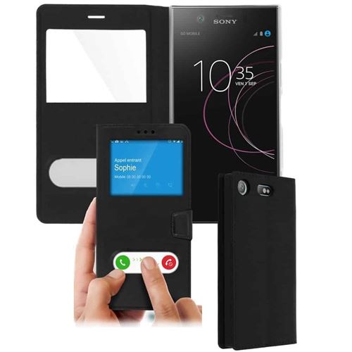 Etui de protection double fenêtre pour Sony Xperia XZ1 Compact - Noir