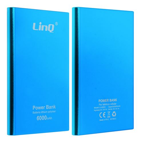 Batterie de Secours 6000 mAh Powerbank Universel Câble 3 en 1 LinQ - bleu