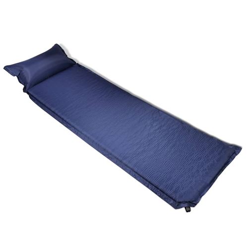 vidaXL Luchtmatras 6 x 66 x 200 cm blauw met opblaasbaar kussen