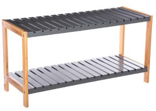 Etagère à chaussures en MDF coloris gris - Dim : L 70 x P 26 x H 36cm - PEGANE -