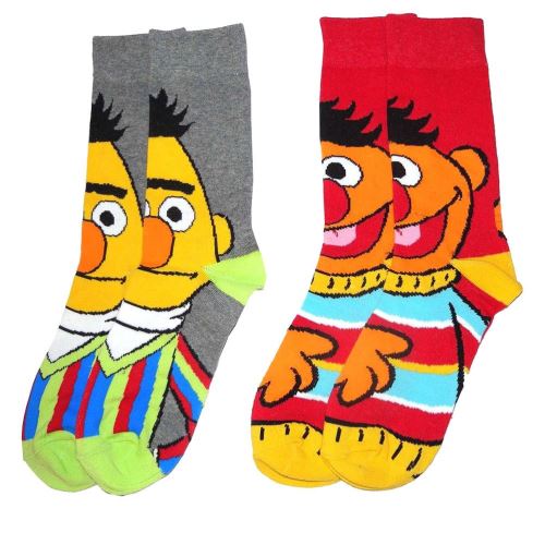 Chaussettes assorties Bert et Ernie pour hommes, Sesame Street (2 paires)