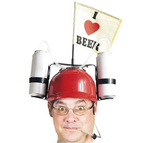 Casque I Love Beer avec Support Boisson - Rouge